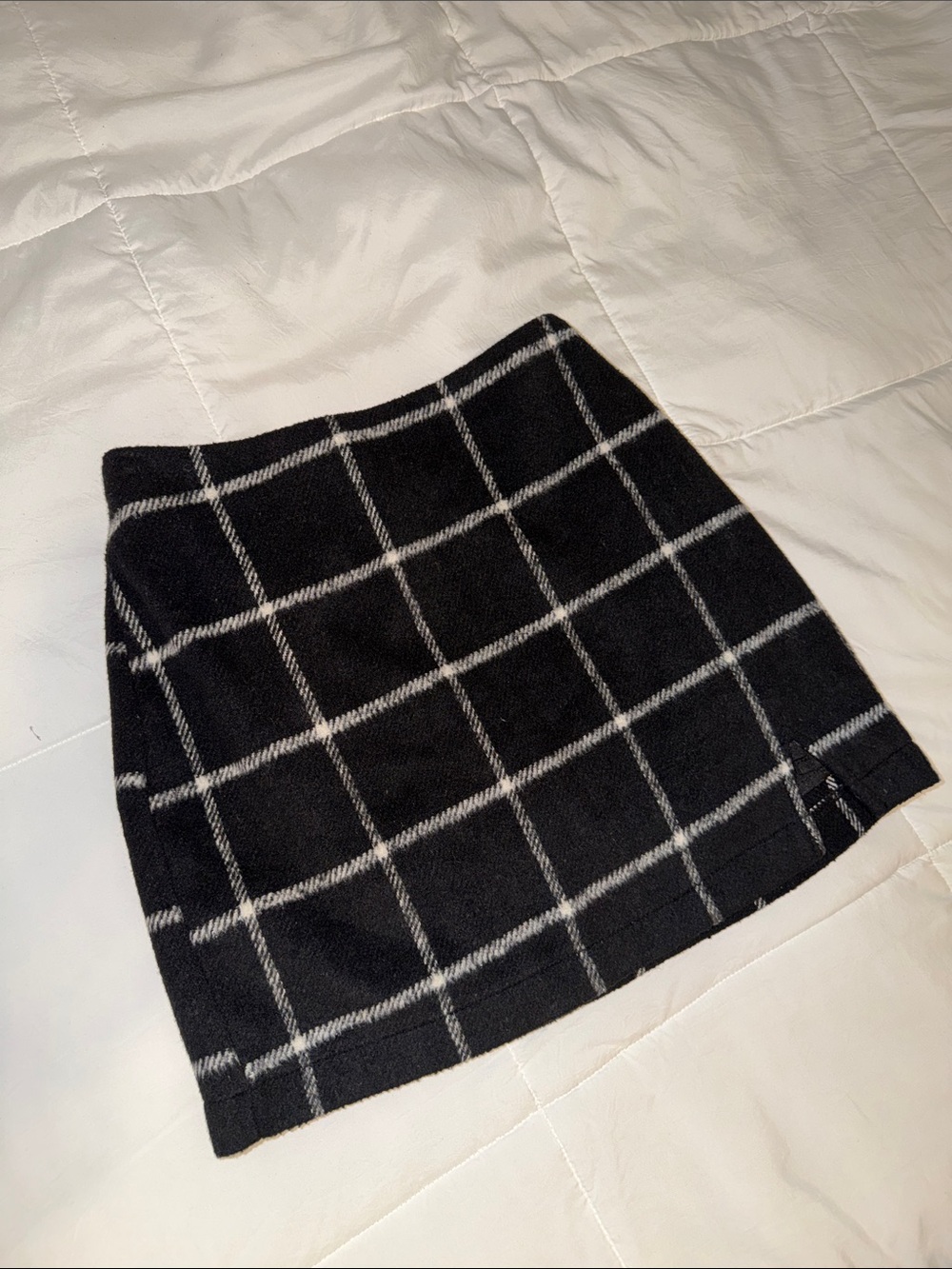 Altar'd State Black Mini Skirt with Gray Windowpane